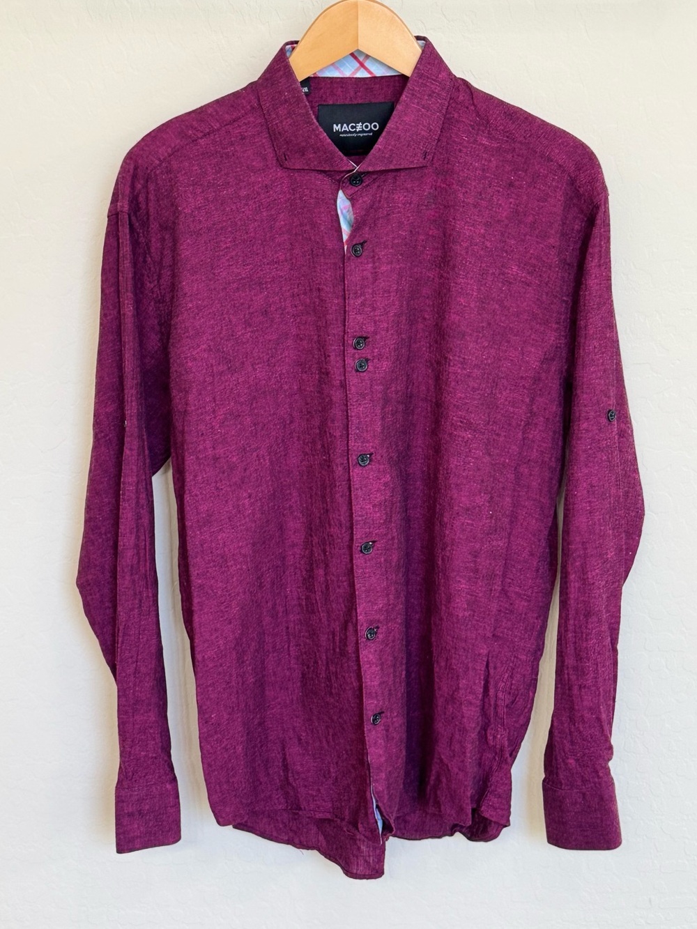 Maceoo "Einstein Richlinen" Men's Button Down Shirt Size XL / 5 Red Plum Cotton